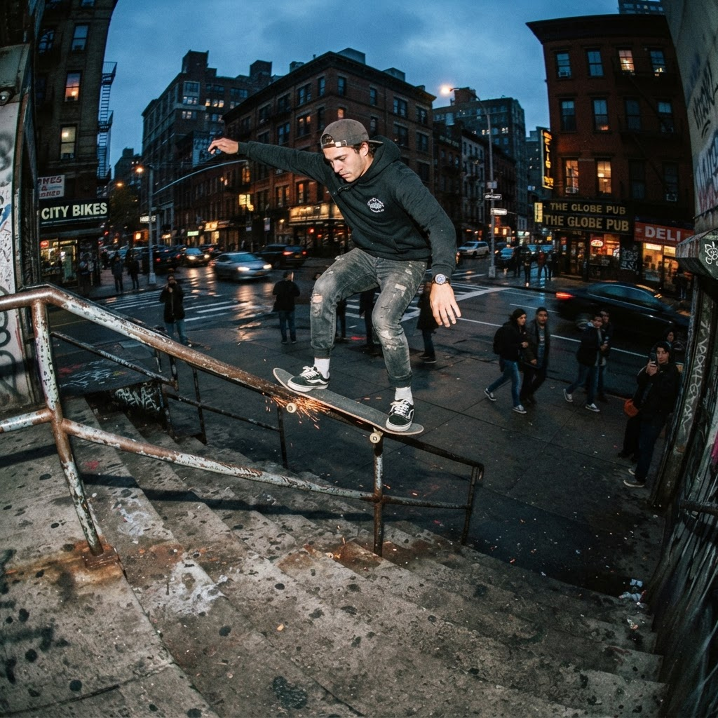 Boardslide no corrimão longo por Bia Grind